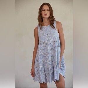 By together fae Eyelet babydoll Dress blue medium EUC